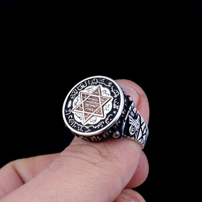 Turkish Silver Ring Suleyman Seal Tugra Design is a bold expression of heritage and craftsmanship inspired by the grandeur of the Ottoman era.