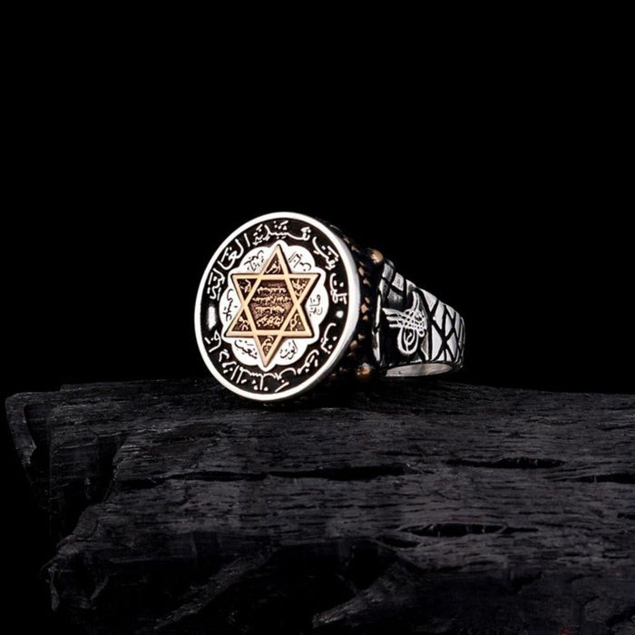 Turkish Silver Ring Suleyman Seal Tugra Design is a bold expression of heritage and craftsmanship inspired by the grandeur of the Ottoman era.