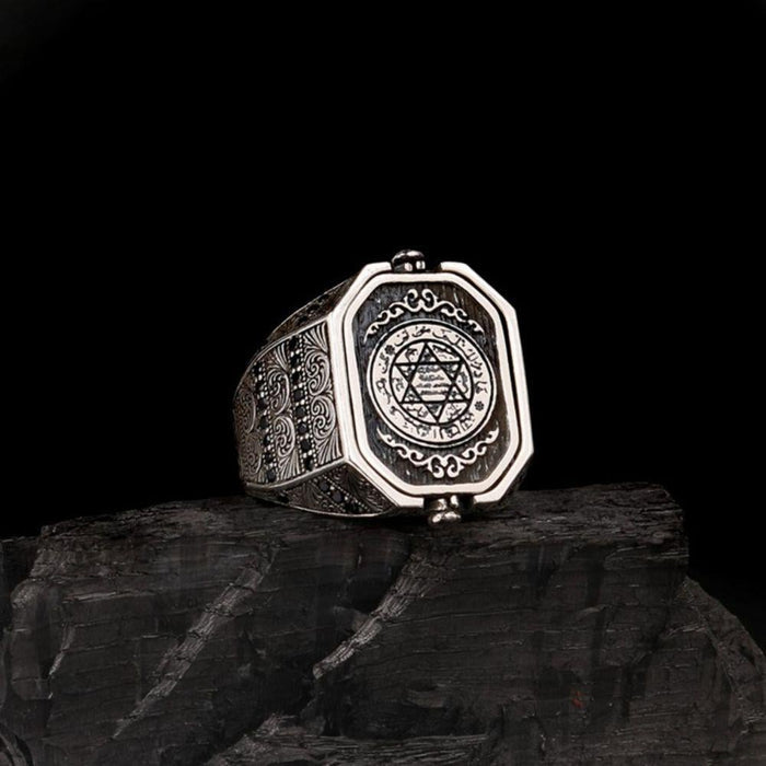 Rooted in centuries of heritage, this Turkish Silver Ring with Seal of Solomon motif blends symbolism, craftsmanship, and bold design into one striking piece.