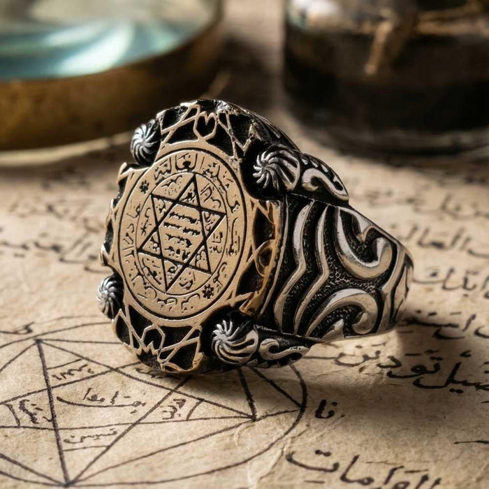 Turkish Sterling Silver Mens Ring with Seal of Solomon is a bold statement piece rooted in centuries of symbolism.