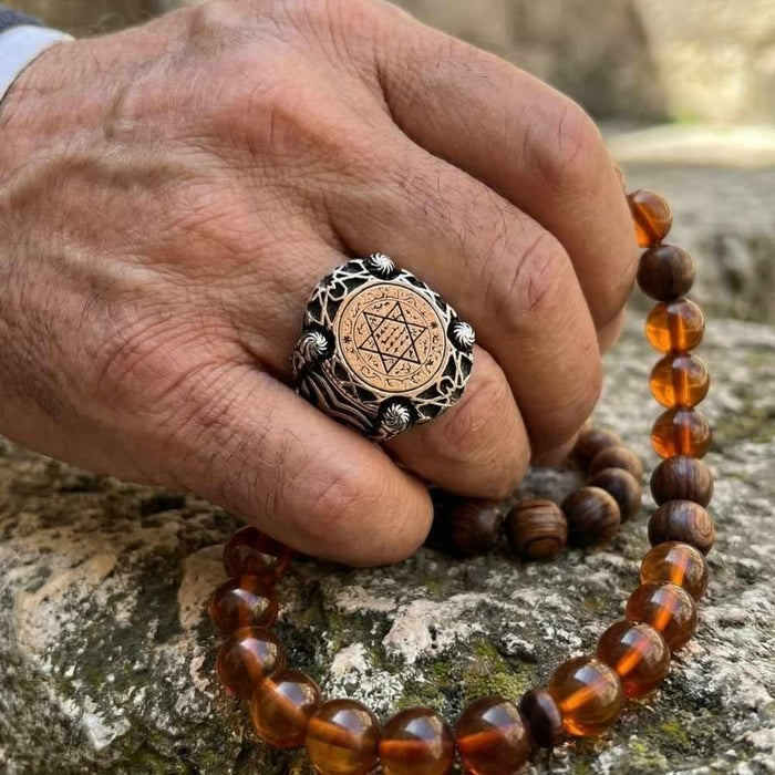 Turkish Sterling Silver Mens Ring with Seal of Solomon is a bold statement piece rooted in centuries of symbolism.
