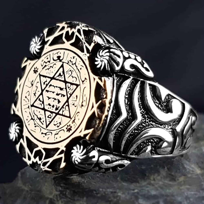 Turkish Sterling Silver Mens Ring with Seal of Solomon is a bold statement piece rooted in centuries of symbolism.
