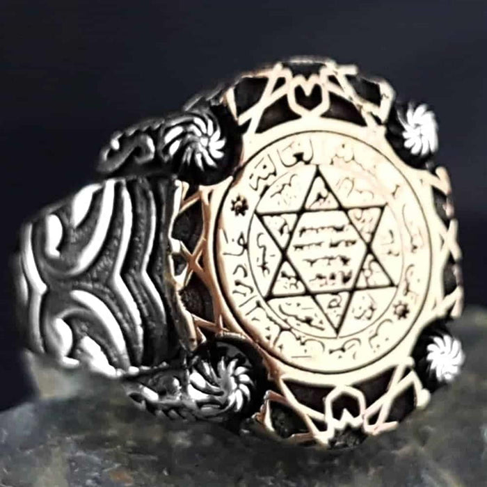 Turkish Sterling Silver Mens Ring with Seal of Solomon is a bold statement piece rooted in centuries of symbolism.