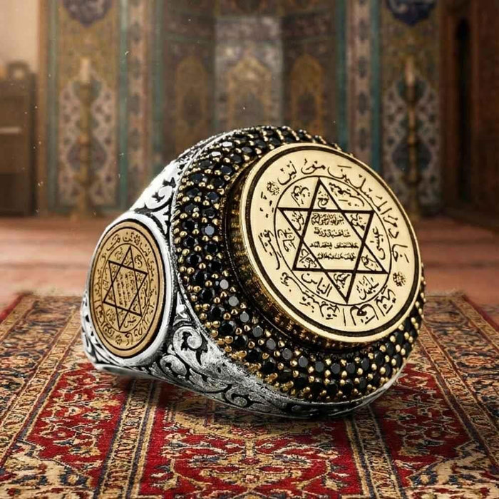 Crafted from solid 925 Sterling Silver, this bold Turkish Sterling Silver Ring with Seal of Solomon carries centuries of spiritual and cultural symbolism.