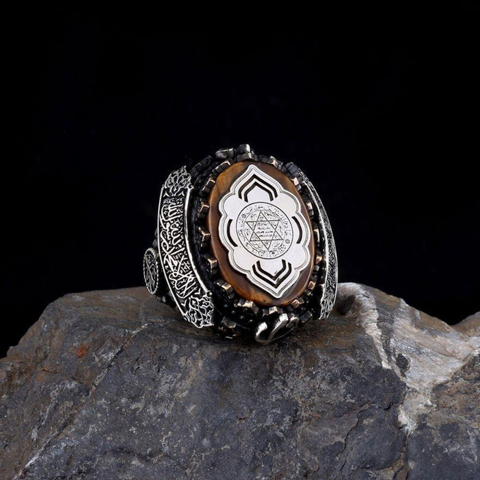 Turkish Sterling Silver Ring with Seal of Solomon is a bold and meaningful piece crafted for those who appreciate faith-inspired design and traditional artistry.