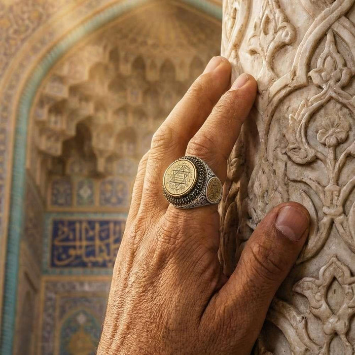 Crafted from solid 925 Sterling Silver, this bold Turkish Sterling Silver Ring with Seal of Solomon carries centuries of spiritual and cultural symbolism.