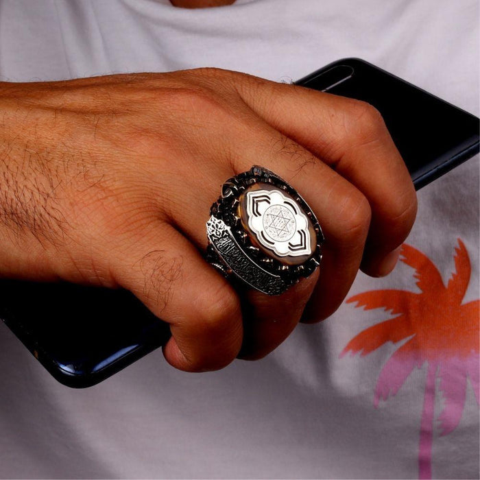 Turkish Sterling Silver Ring with Seal of Solomon is a bold and meaningful piece crafted for those who appreciate faith-inspired design and traditional artistry.
