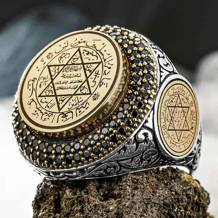 Crafted from solid 925 Sterling Silver, this bold Turkish Sterling Silver Ring with Seal of Solomon carries centuries of spiritual and cultural symbolism.