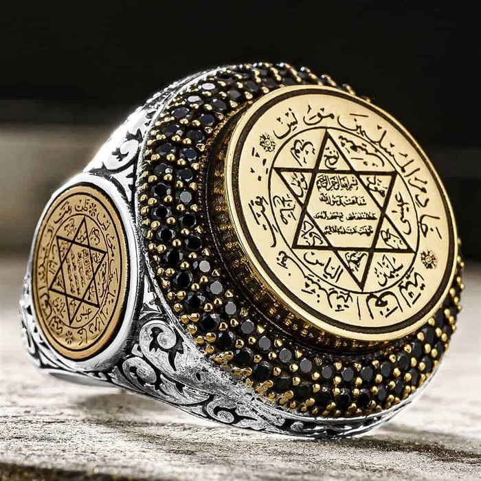 Crafted from solid 925 Sterling Silver, this bold Turkish Sterling Silver Ring with Seal of Solomon carries centuries of spiritual and cultural symbolism.