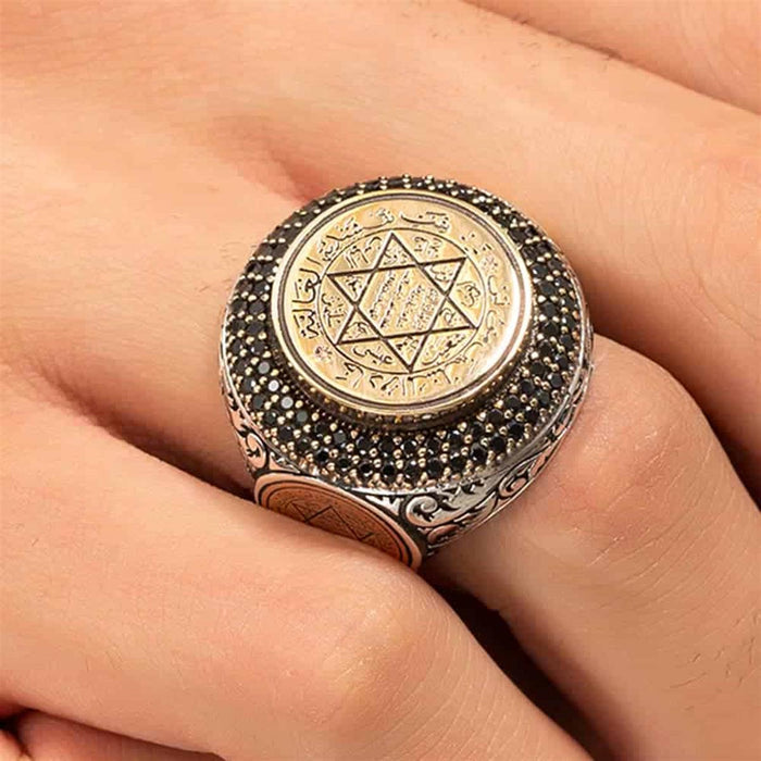 Crafted from solid 925 Sterling Silver, this bold Turkish Sterling Silver Ring with Seal of Solomon carries centuries of spiritual and cultural symbolism.