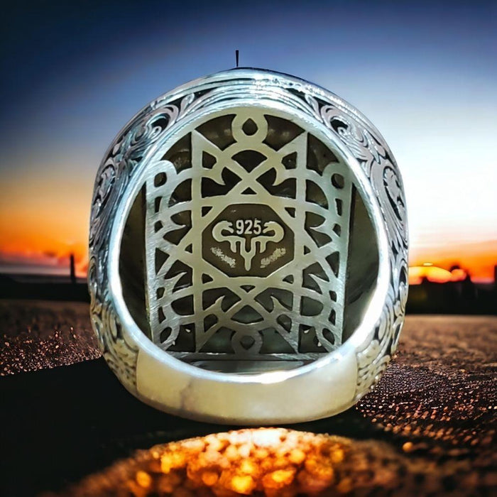 Turkish Sterling Silver Ring with Seal of Solomon is a bold and meaningful piece crafted from solid 925 Sterling Silver.