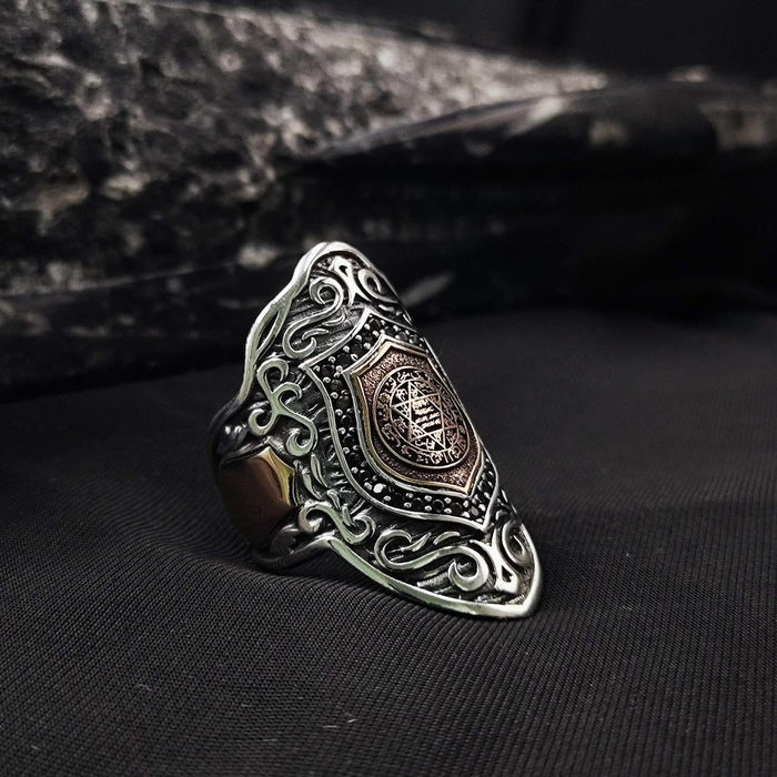 Crafted from solid 925 Sterling Silver, this bold Turkish Sterling Silver Ring with Solomon Seal Zircon brings together powerful symbolism and masterful metalwork.