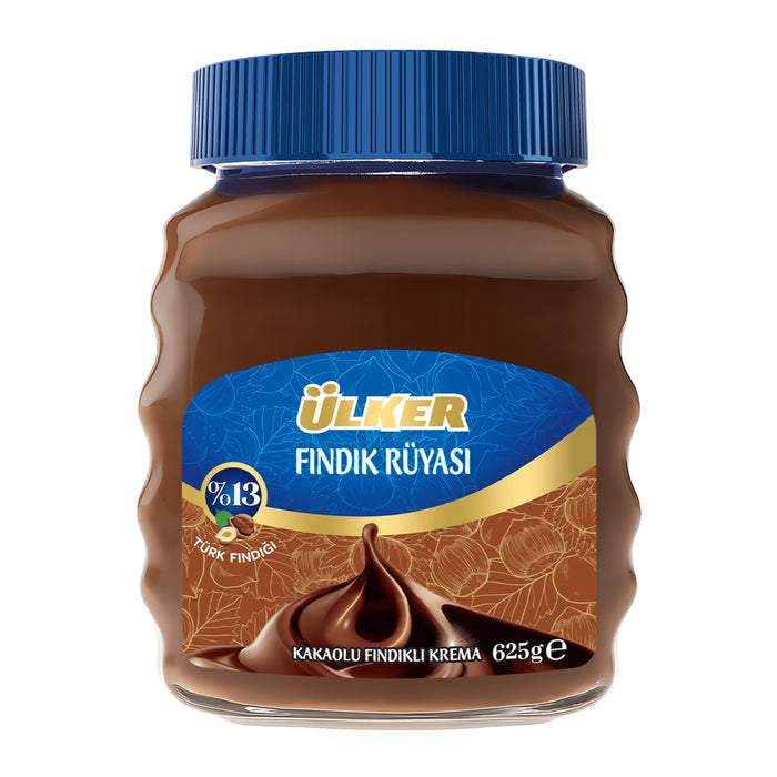 Ulker Findik Ruyasi Hazelnut Cocoa Spread brings the rich taste of hazelnuts and cocoa to your breakfast table in a generous glass jar.