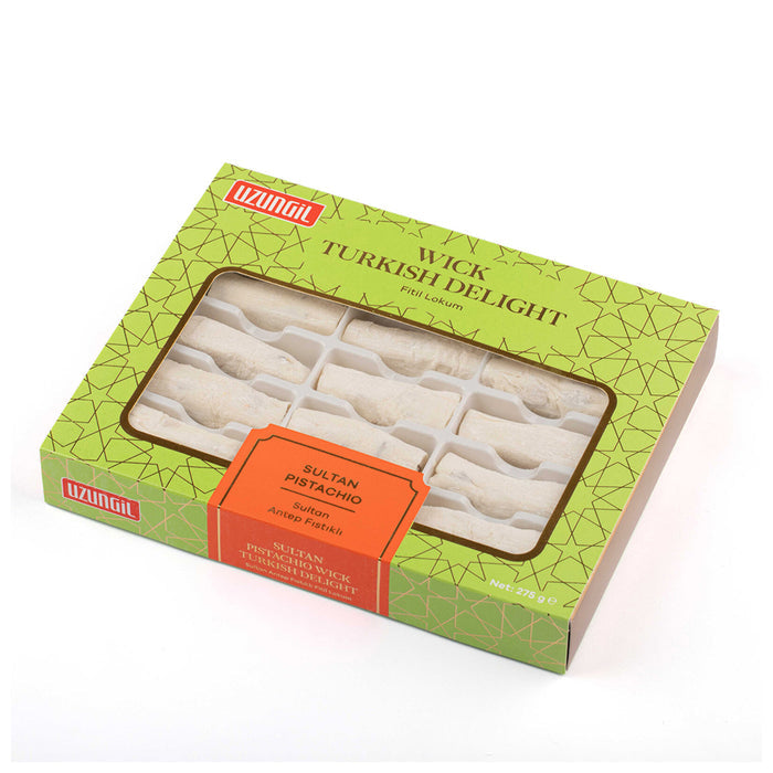 Experience the rich tradition of Turkish delight from Türkiye with Uzungil Sultan Antep Pistachio Fitil Lokum.