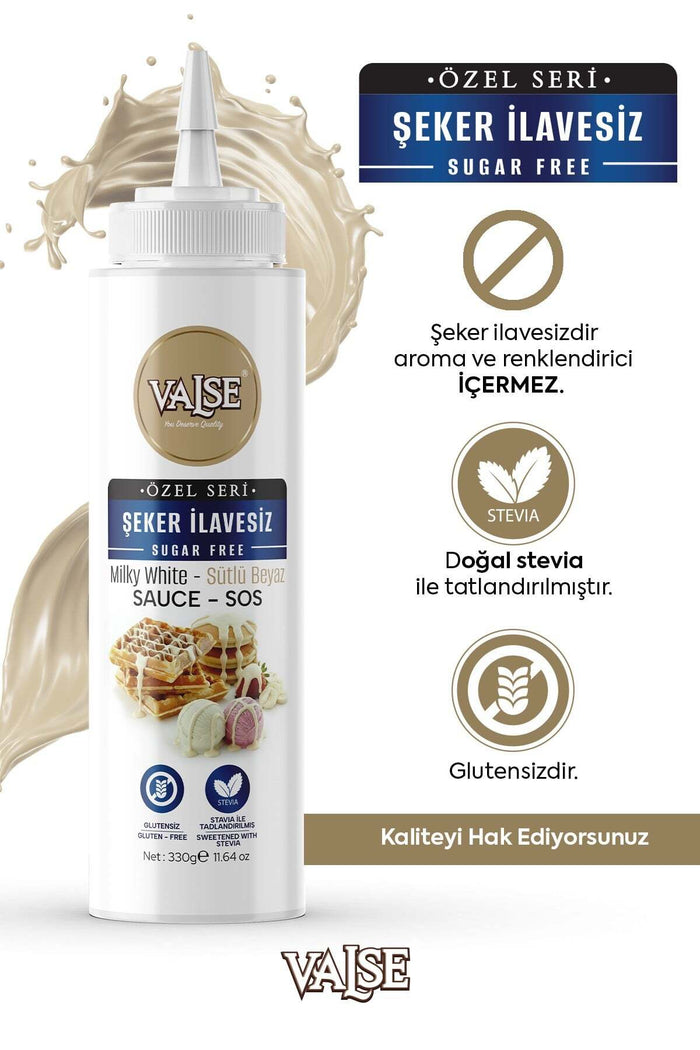 Valse No Sugar Added (Stevia) Milk White Sauce is a smooth and creamy dessert topping designed for those who want full flavor without added sugar.