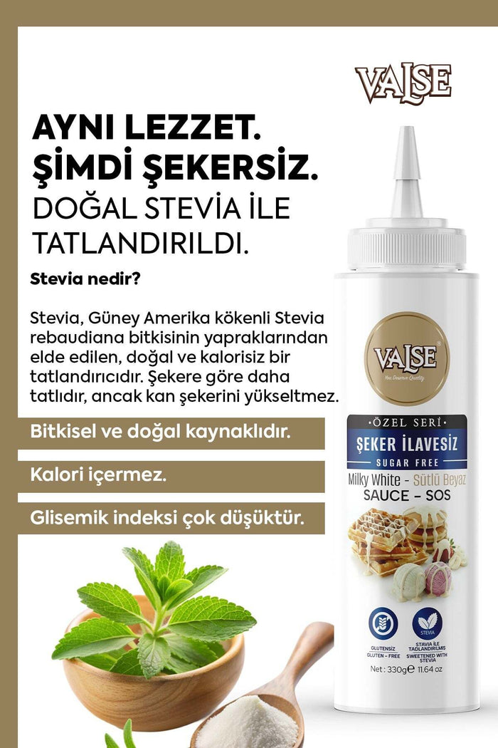 Valse No Sugar Added (Stevia) Milk White Sauce is a smooth and creamy dessert topping designed for those who want full flavor without added sugar.