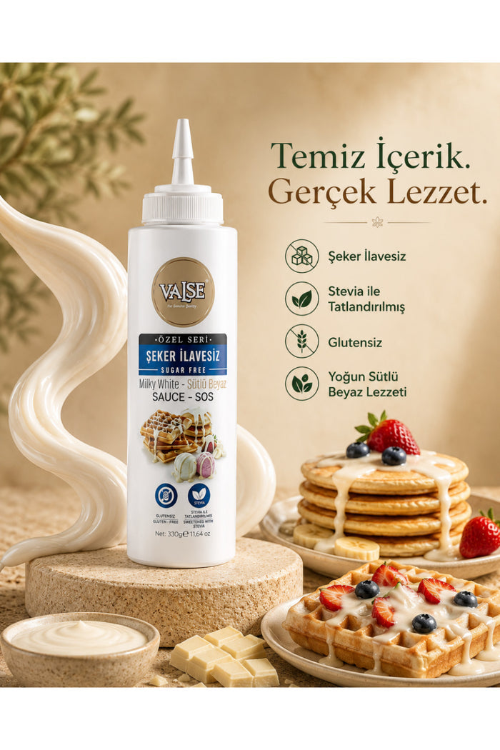 Valse No Sugar Added (Stevia) Milk White Sauce is a smooth and creamy dessert topping designed for those who want full flavor without added sugar.