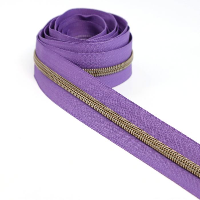 Violet Indigo | #5 Antique Gold Zipper by the Yard - 3 Yard Singles