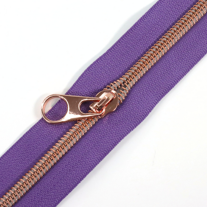 Violet Indigo | #5 Rose Gold Zipper by the Yard - 3 Yard Singles