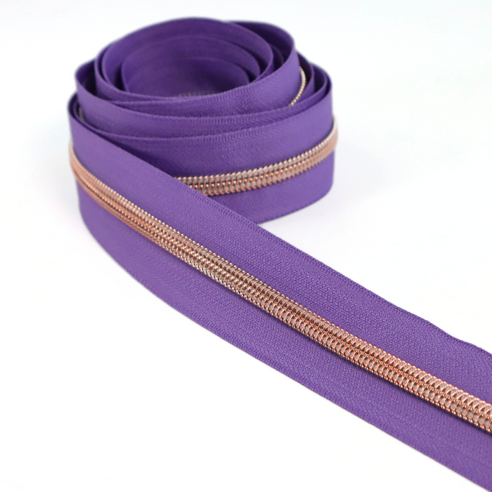 Violet Indigo | #5 Rose Gold Zipper by the Yard - 3 Yard Singles