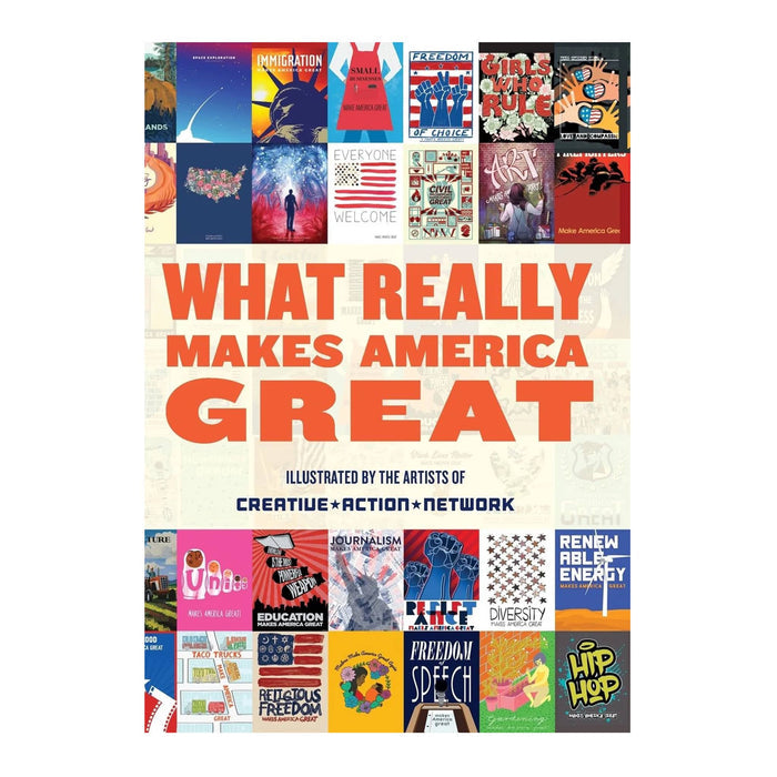Book cover titled 'What Really Makes America Great' with a collage of artwork on a white background.