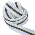White | #5 Antique Gold Zipper by the Yard - 5 Yard Singles