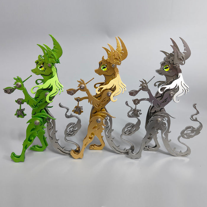 Witty Smiling Standing-up Cat with a Smoking Pipe Metal Model Kits