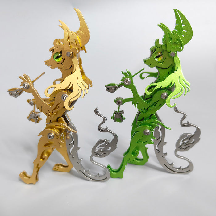 Witty Smiling Standing-up Cat with a Smoking Pipe Metal Model Kits