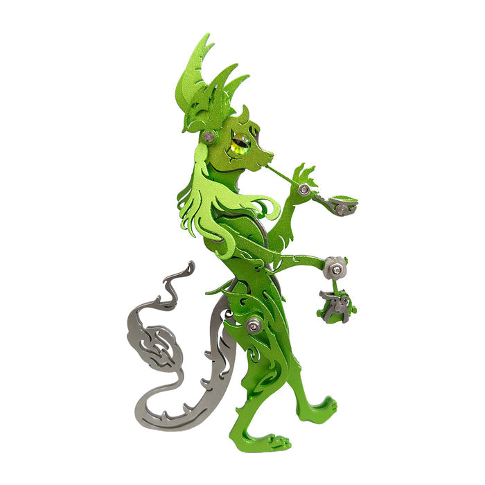 Witty Smiling Standing-up Cat with a Smoking Pipe Metal Model Kits