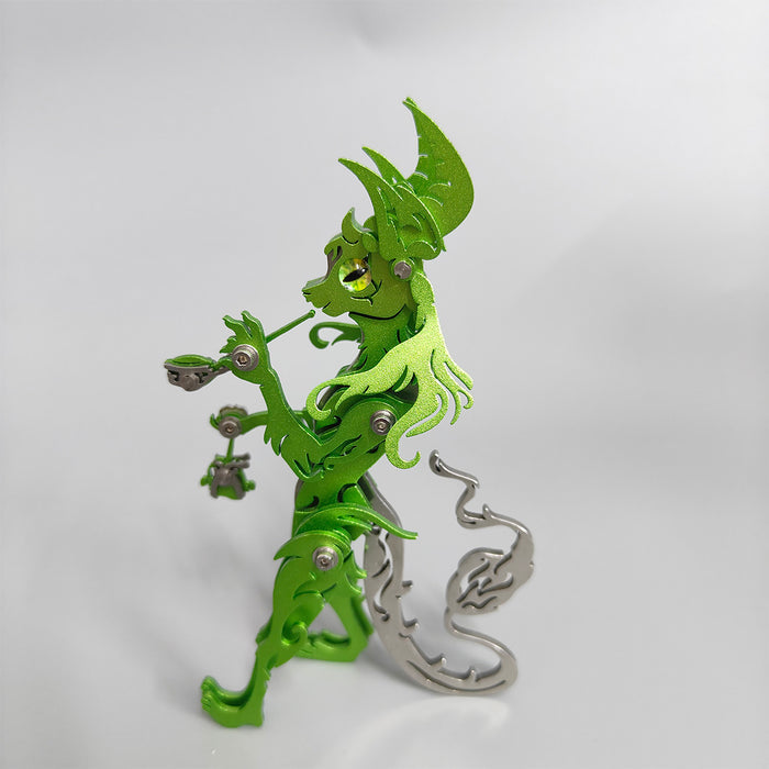 Witty Smiling Standing-up Cat with a Smoking Pipe Metal Model Kits