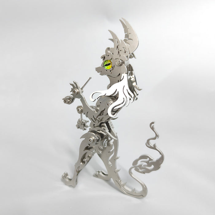 Witty Smiling Standing-up Cat with a Smoking Pipe Metal Model Kits