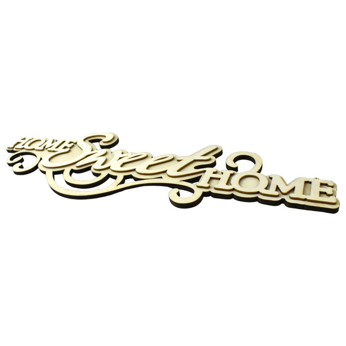 Wooden 3D DIY Craft Home Sweet Home Plaque with Hooks, 12-Inch