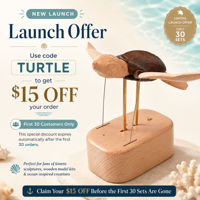Wooden Sea Turtle Mechanical Model Kit DIY Marine Life Kinetic Sculpture