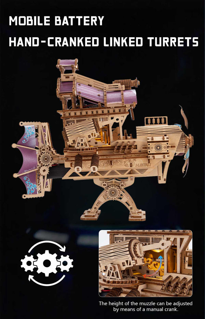 Wooden Steampunk Airship Model for Kids 266+PCS