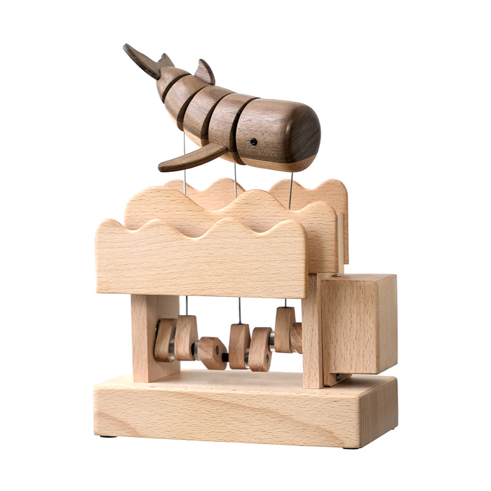 Wooden Whale Kinetic Sculpture Handmade Dynamic Marine Animal Model Desktop Relaxation Decor Non Music Box