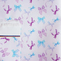 Lovely Ballerina Bows print on a very pale lavender/pink solid background.