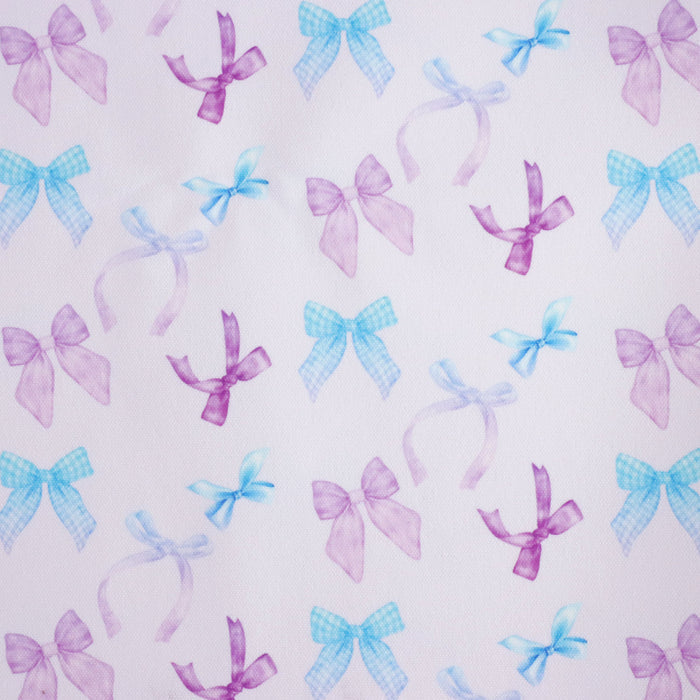 Lovely matching Ballerina Bows print on a very pale lavender/pink solid background.