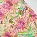 This printed WPCotton features daisy flowers in shades of pink, orange, and green.